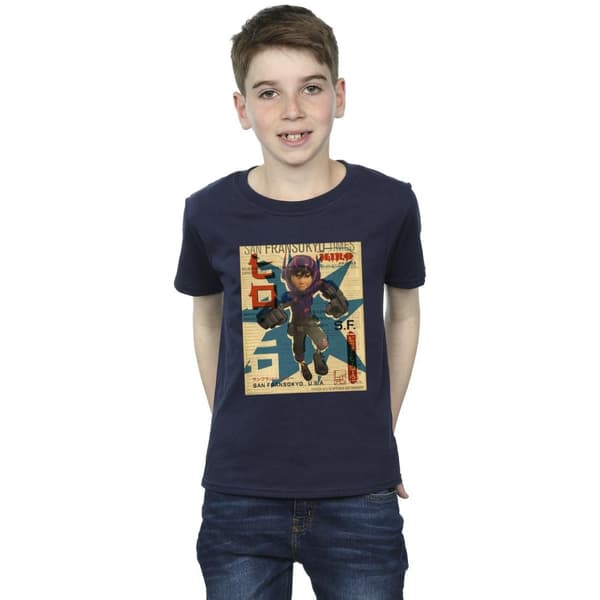 Disney Boys Big Hero 6 Baymax Hiro Newspaper T-Shirt
