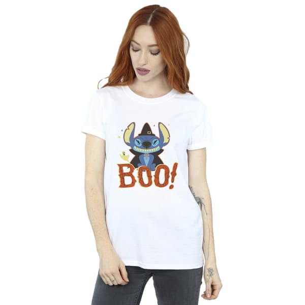 Disney Womens/Ladies Lilo & Stitch Boo! Cotton Boyfriend T-Shirt