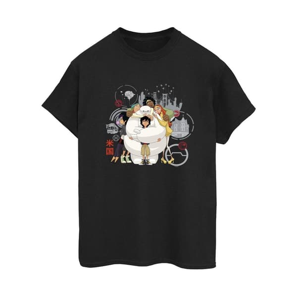 Disney Womens/Ladies Big Hero 6 Baymax Group Hug Cotton Boyfriend T-Shirt