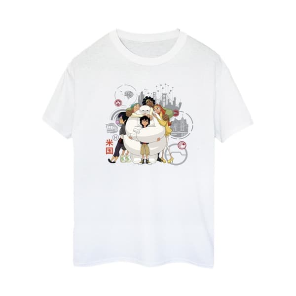 Disney Womens/Ladies Big Hero 6 Baymax Group Hug Cotton Boyfriend T-Shirt
