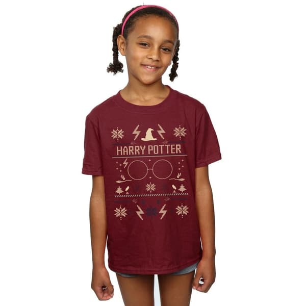 Harry Potter Girls Christmas Pattern Cotton T-Shirt