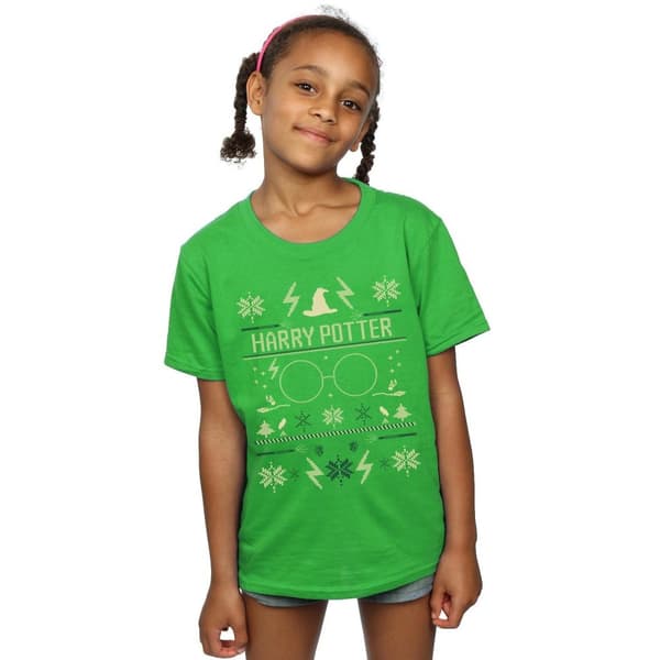 Harry Potter Girls Christmas Pattern Cotton T-Shirt