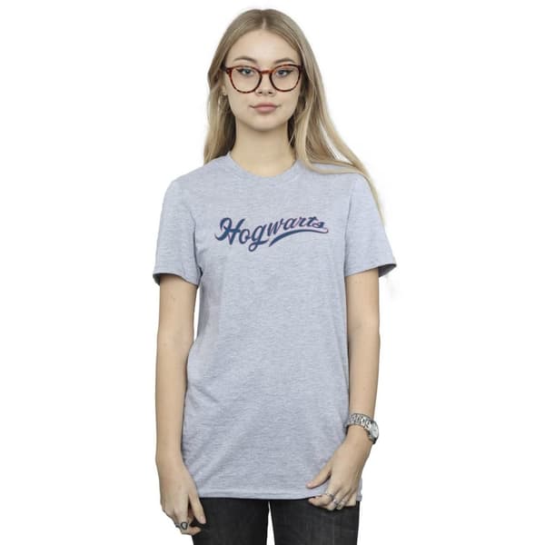 Harry Potter Dam/Tjej Hogwarts Writing Boyfriend-T-shirt i bomull
