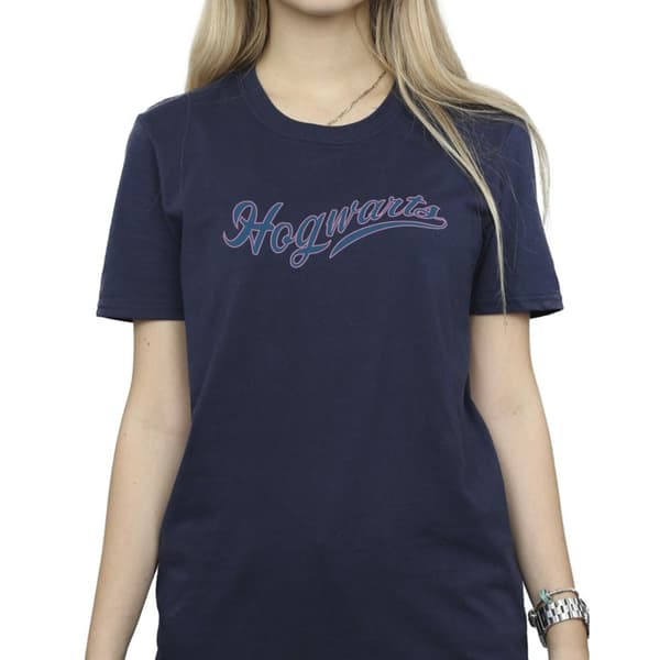 Harry Potter Dam/Tjej Hogwarts Writing Boyfriend-T-shirt i bomull
