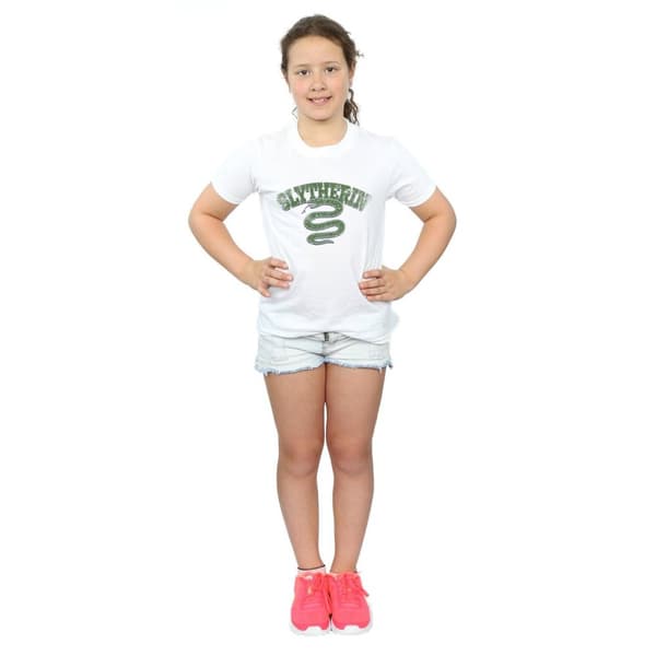 Harry Potter Girls Slytherin Sport Emblem Cotton T-Shirt