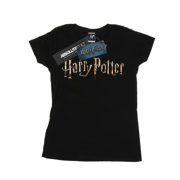 Harry Potter Womens/Ladies Full Colour Logo Cotton T-Shirt Black M