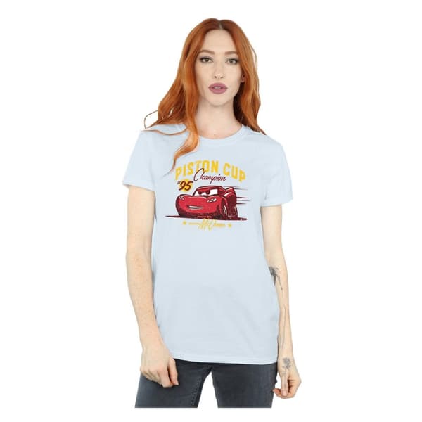 Disney Dam/Tjej Cars Piston Cup Champion Boyfriend T-shirt i bomull