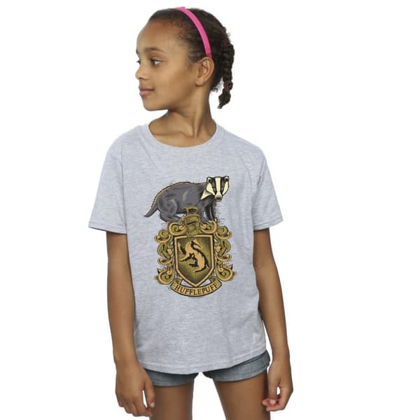 Harry Potter Hufflepuff Sketch Crest T-shirt i bomull för flickor