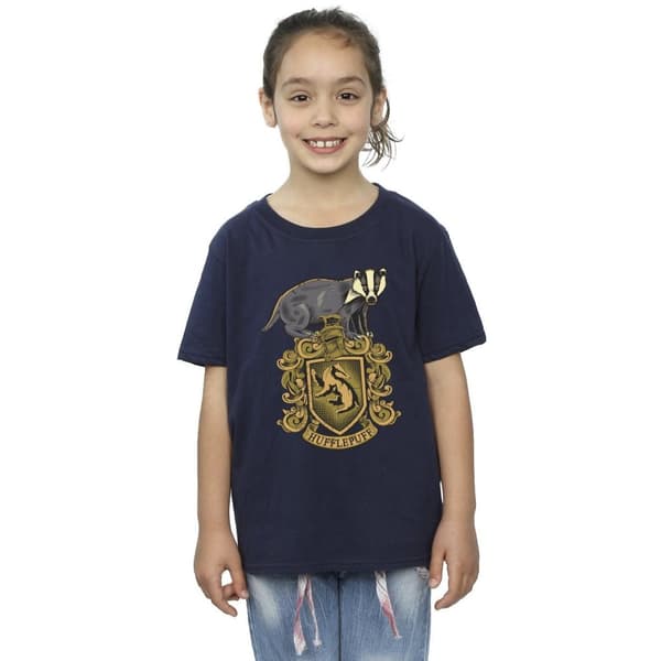Harry Potter Hufflepuff Sketch Crest T-shirt i bomull för flickor