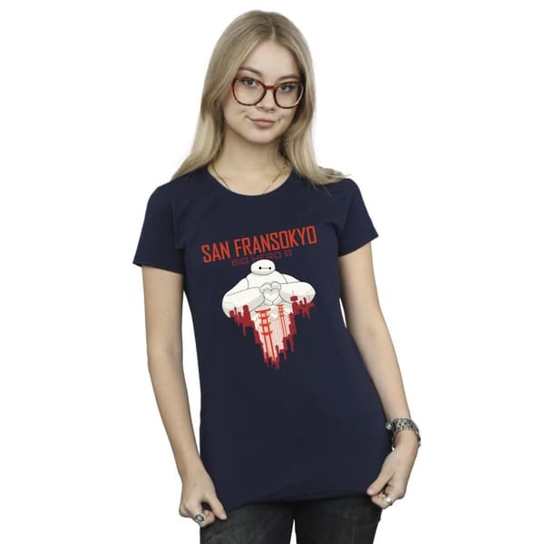 Disney Womens/Ladies Big Hero 6 Baymax San Fransokyo Heart Cotton T-Shirt