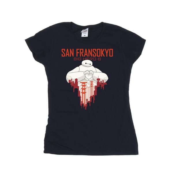 Disney Womens/Ladies Big Hero 6 Baymax San Fransokyo Heart Cotton T-Shirt