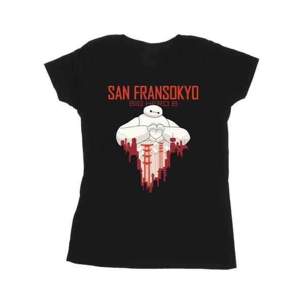 Disney Womens/Ladies Big Hero 6 Baymax San Fransokyo Heart Cotton T-Shirt