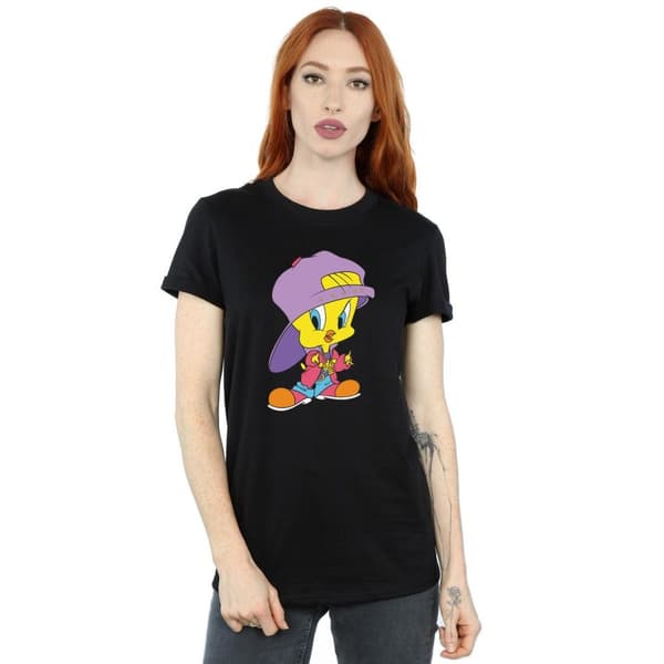 Looney Tunes Dam/Tjej Tweety Pie Hip Hop Bomull Boyfriend T-shirt