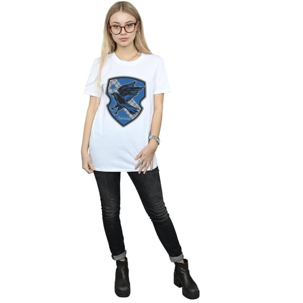 Harry Potter Dam/Lady Ravenclaw Crest Boyfriend T-shirt i platt bomull