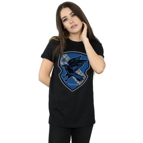 Harry Potter Dam/Lady Ravenclaw Crest Boyfriend T-shirt i platt bomull