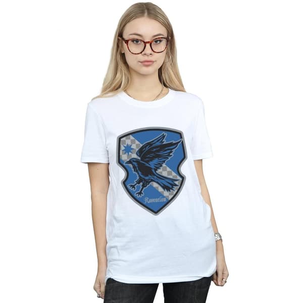 Harry Potter Dam/Lady Ravenclaw Crest Boyfriend T-shirt i platt bomull
