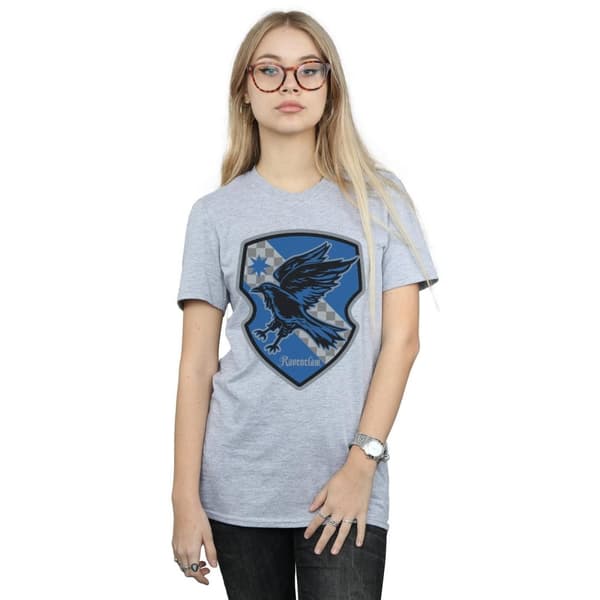 Harry Potter Dam/Lady Ravenclaw Crest Boyfriend T-shirt i platt bomull
