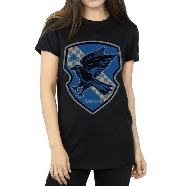 Harry Potter Dam/Lady Ravenclaw Crest Boyfriend T-shirt i platt bomull