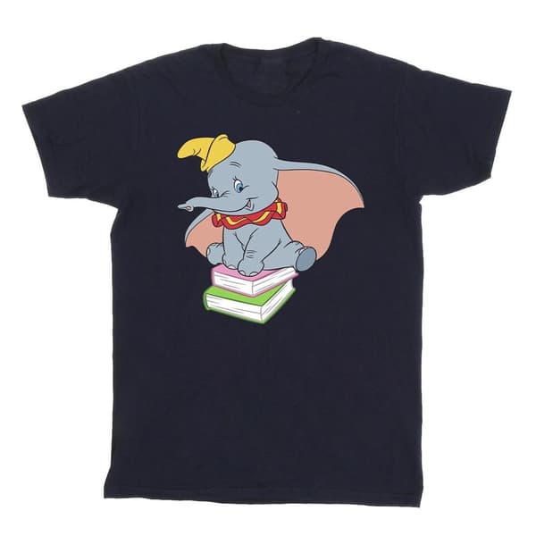 Disney T-shirt i bomull för flickor - Dumbo sitter på böcker