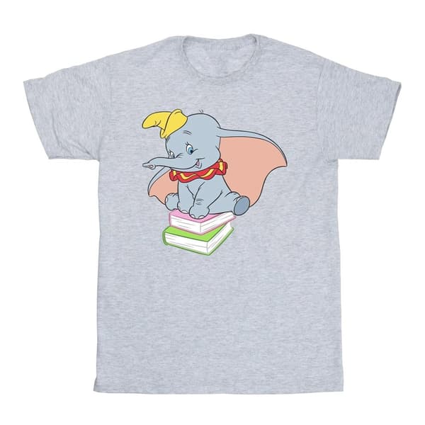 Disney T-shirt i bomull för flickor - Dumbo sitter på böcker