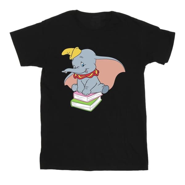 Disney T-shirt i bomull för flickor - Dumbo sitter på böcker