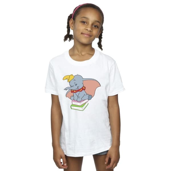 Disney Girls Dumbo Sitting On Books Cotton T-Shirt