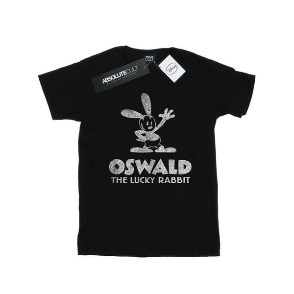 Disney Womens/Ladies Oswald Logo Cotton Boyfriend T-Shirt Black 4XL