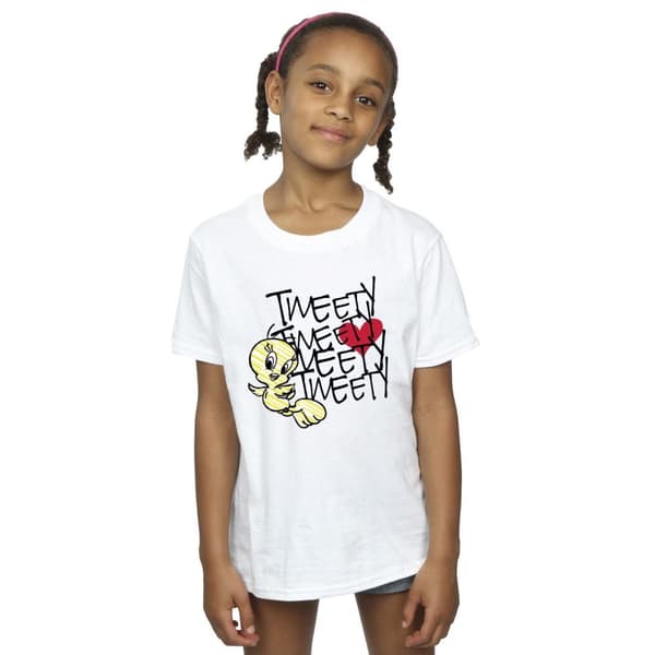 Looney Tunes Tweety Love Heart T-shirt i bomull för flickor