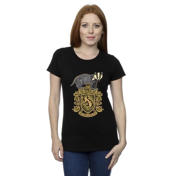 Harry Potter Womens/Ladies Hufflepuff Sketch Crest Cotton T-Shirt