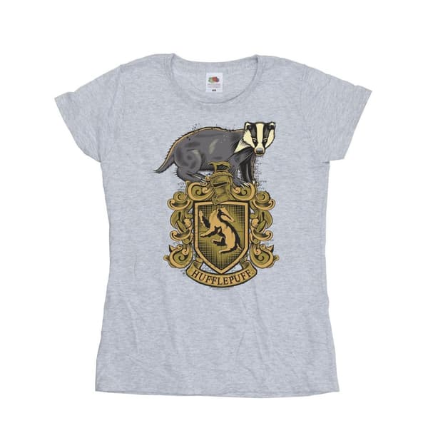 Harry Potter Womens/Ladies Hufflepuff Sketch Crest Cotton T-Shirt