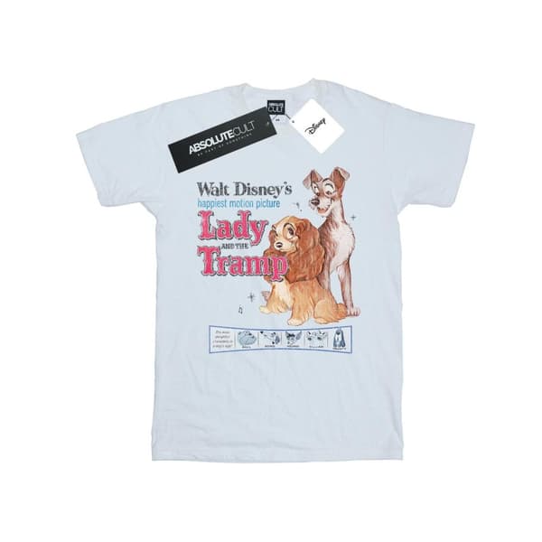 Disney Womens/Ladies Lady And The Tramp Distressed Classic Poster Cotton Boyfriend T-Shirt