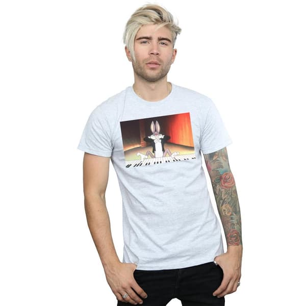 Looney Tunes Mens Bugs Bunny Playing Piano T-Shirt