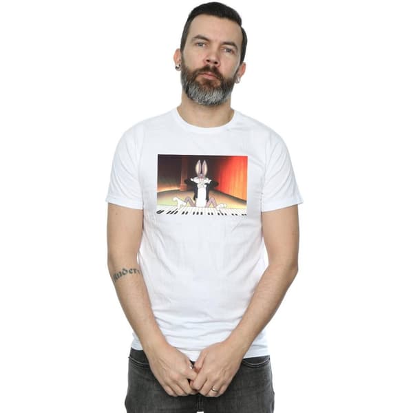 Looney Tunes Mens Bugs Bunny Playing Piano T-Shirt