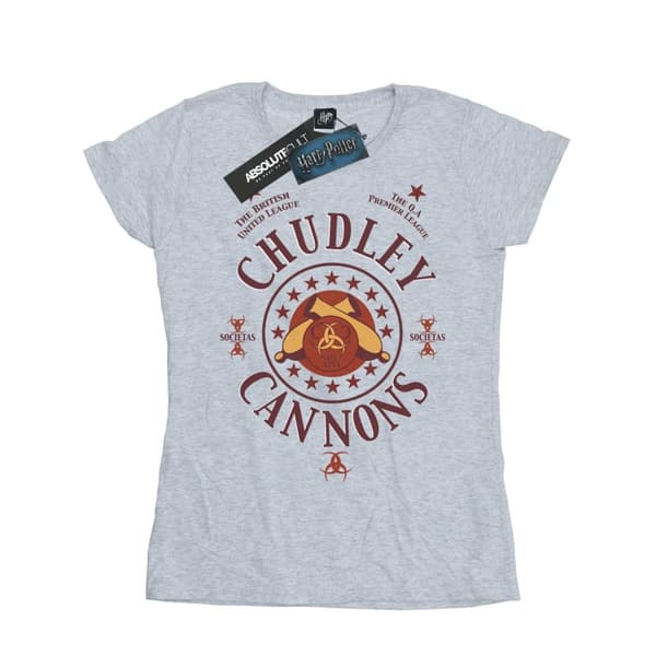 Harry Potter Womens/Ladies Chudley Cannons Logo Cotton T-Shirt Sports Grey L