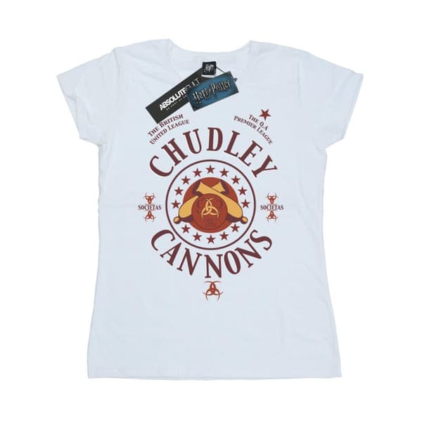 Harry Potter Womens/Ladies Chudley Cannons Logo Cotton T-Shirt White L