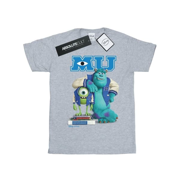 Disney T-shirt i bomull med affisch från Monsters University för flickor Sports Grey 12-13 Years