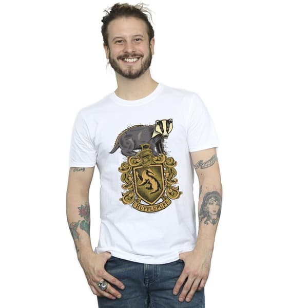 Harry Potter Hufflepuff Sketch Crest T-shirt för herrar