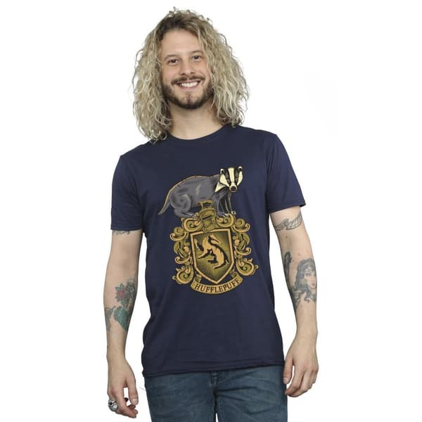 Harry Potter Hufflepuff Sketch Crest T-shirt för herrar