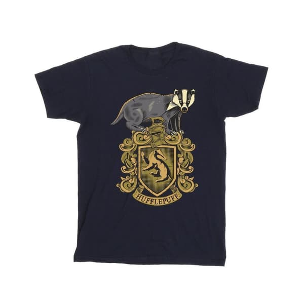 Harry Potter Hufflepuff Sketch Crest T-shirt för herrar Navy Blue XL