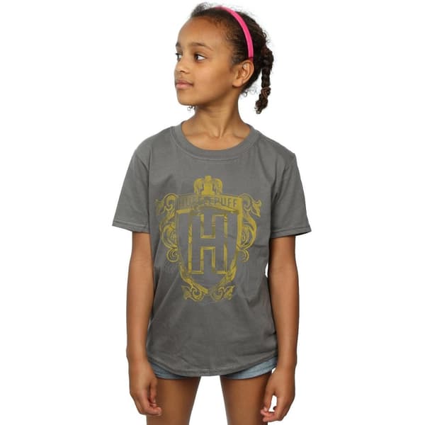 Harry Potter Girls Hufflepuff Badger Crest Cotton T-Shirt