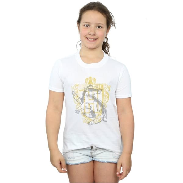 Harry Potter Girls Hufflepuff Badger Crest Cotton T-Shirt