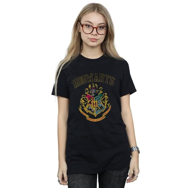 Harry Potter Womens/Ladies Varsity Style Crest Cotton Boyfriend T-Shirt