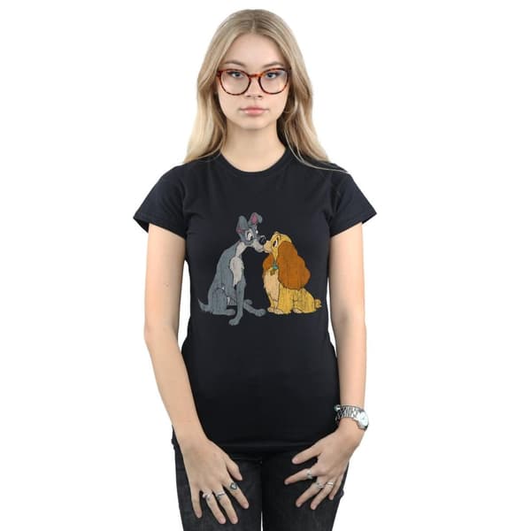 Disney Dam/Tjej - Lady And The Tramp - Distressed Kiss - T-shirt i bomull