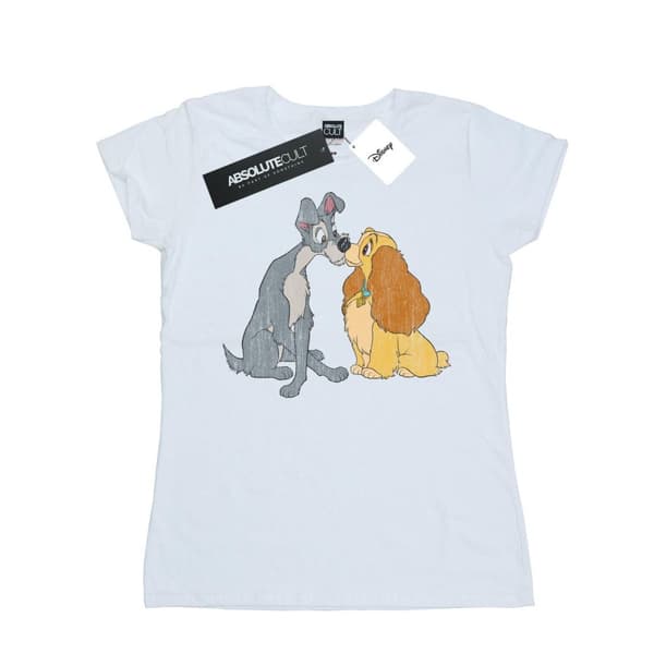 Disney Dam/Tjej - Lady And The Tramp - Distressed Kiss - T-shirt i bomull