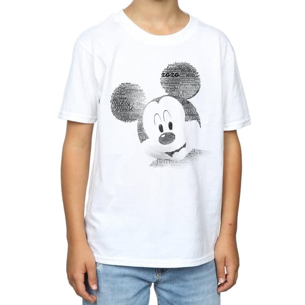 Disney T-shirt med textat ansikte för pojkar - Musse Pigg
