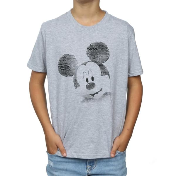 Disney T-shirt med textat ansikte för pojkar - Musse Pigg