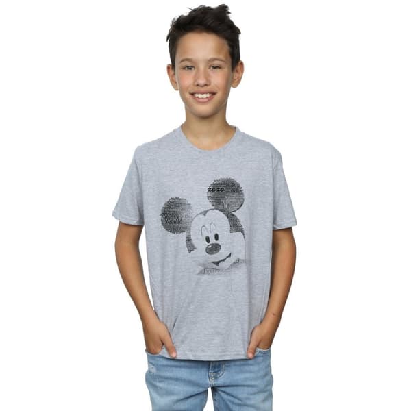 Disney T-shirt med textat ansikte för pojkar - Musse Pigg