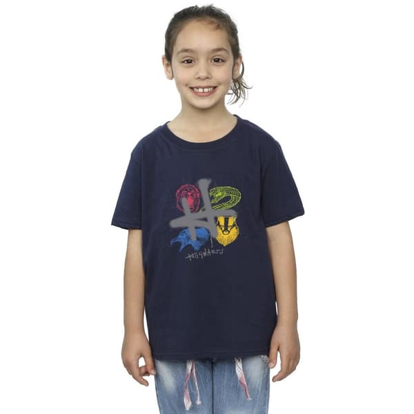 Harry Potter Girls Emblems H Spray Cotton T-Shirt