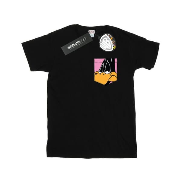 Looney Tunes Mens Daffy Duck Face Faux Pocket T-Shirt