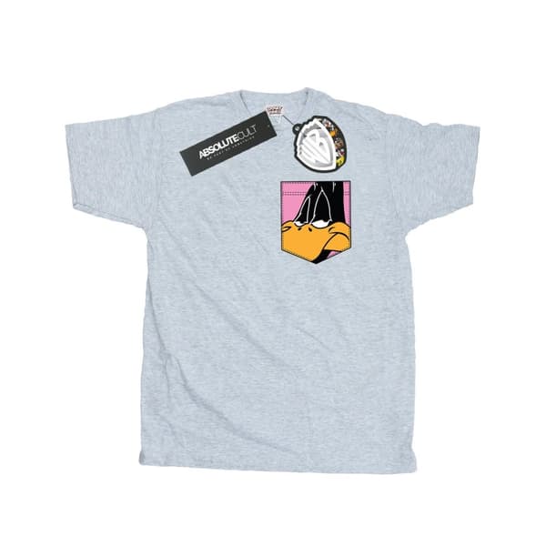 Looney Tunes Mens Daffy Duck Face Faux Pocket T-Shirt